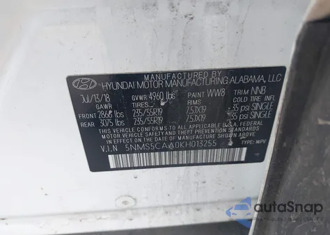 2019 Hyundai Santa Fe Limited 2.0T из США, поврежденный, VIN 5NMS5CAA0KH013255